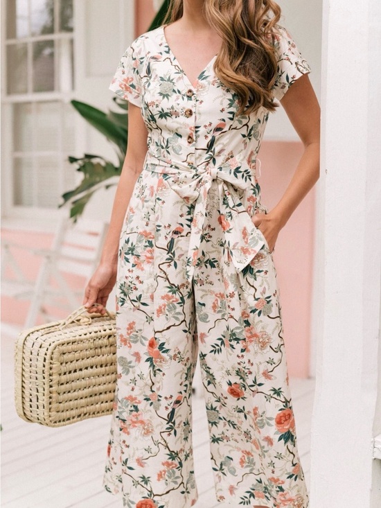 Gal Meets Glam Pants - Gal Meets Glam Anthropologie Sophia Floral Tie-Waist Jumpsuit Size 2